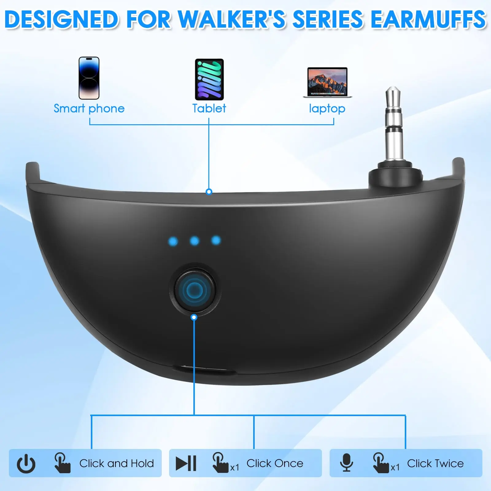 Design adattatore Bluetooth W1 per cuffie antirumore da tiro elettroniche della serie Walker Converti paraorecchie a filo in un unico wireless