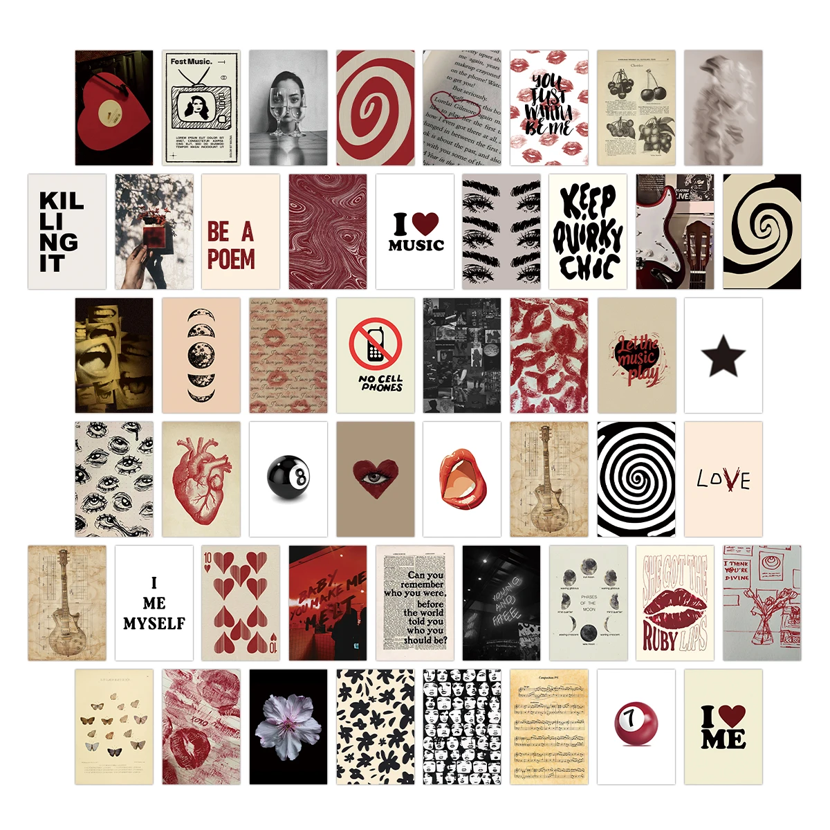 50-teiliges Downtown Girl Wall Collage Kit Raumdekoration Mini Downtown Women Poster für Teen Girl Vintage Rockstar Postkarten Wandkunst