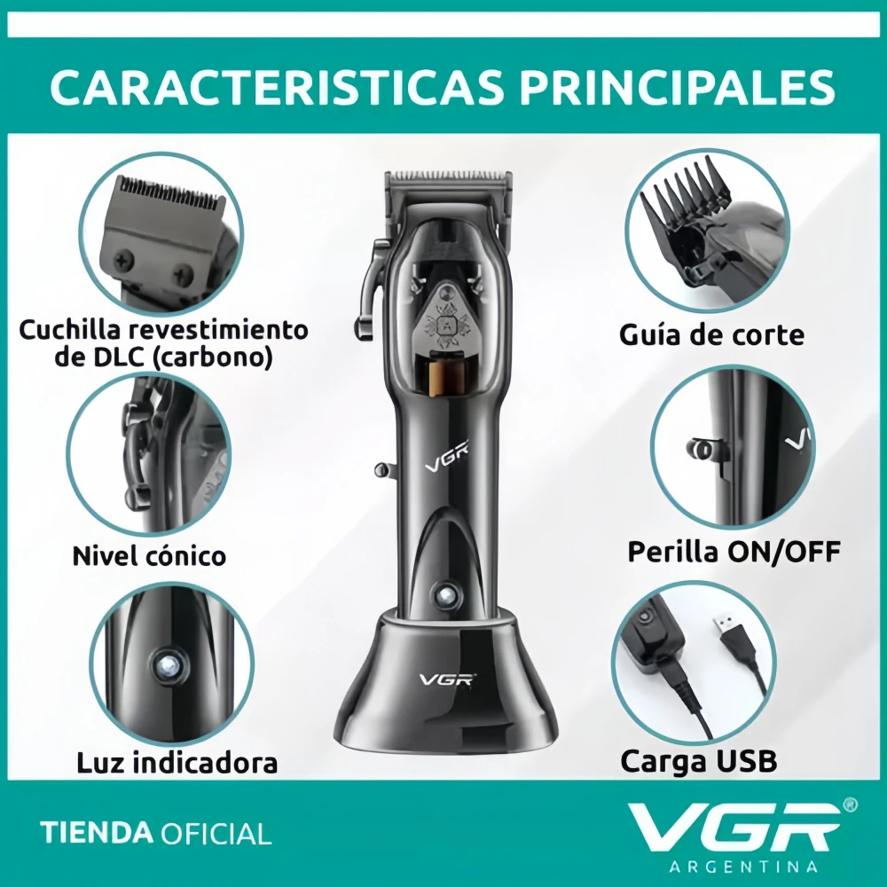 VGR Tondeuse Beroeps Haren snijmachine Instelbaar Tondeuse Barbier Snoerloos 9000 toeren per minuut Tondeuse Tondeuse voor mannen V-653