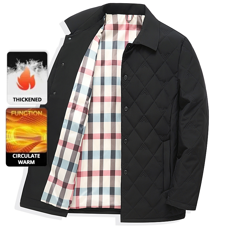 Erstklassige Herren-Parka-Jacke, Windjacke, Diamant-Stepp-Blasenmantel, Winterwärme mittleren Alters, Mantel mit Umlegekragen