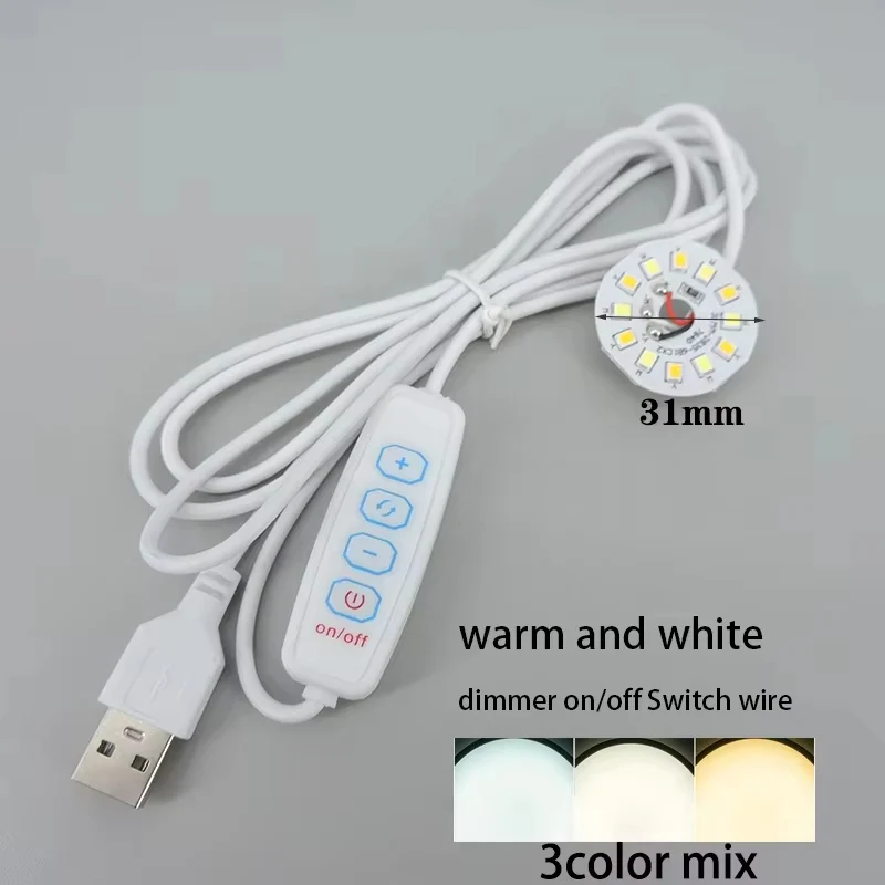 Warm White Color DC 5V 3W USB LED Lights 2835 Chip Single Dimmer Reading Night Desk Book Tablet Reading Lamp Switch Power Cable