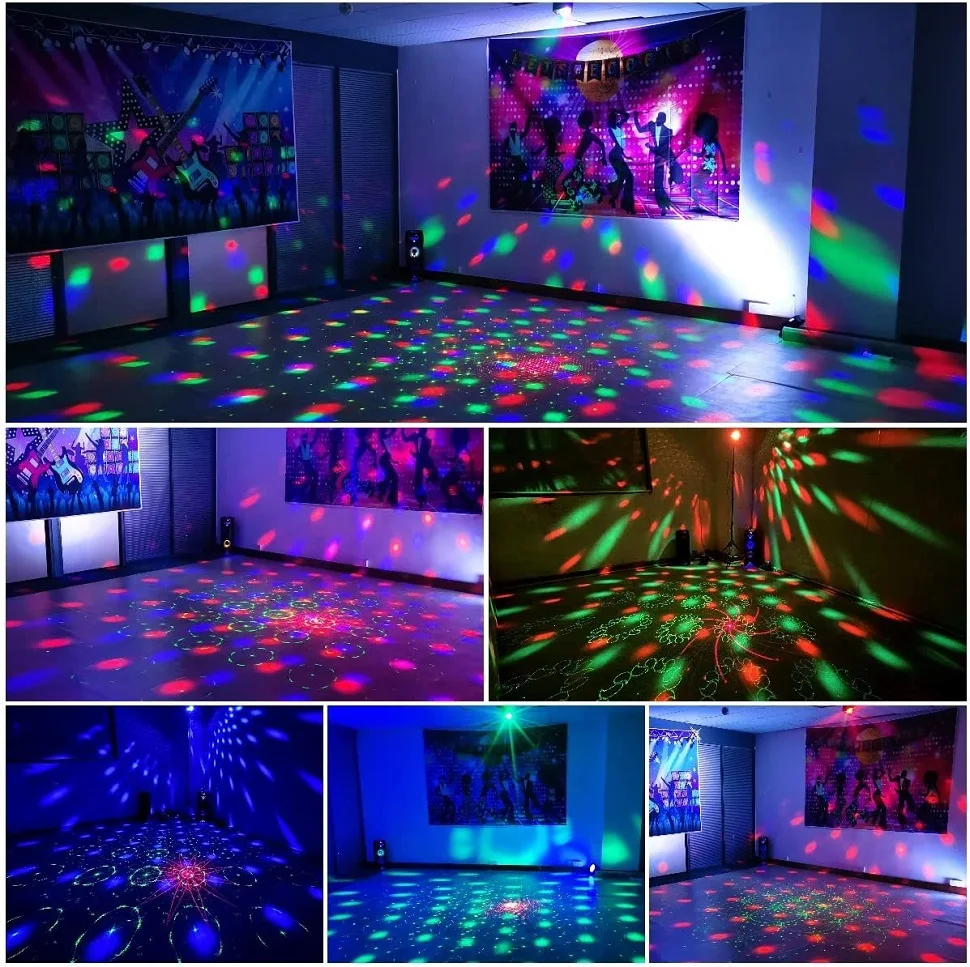 Oświetlenie imprezowe Dj Disco Ball Light Projektor wzorów Aktywowany dźwiękiem Taniec Urodzinowy Bar Karaoke Świąteczna dekoracja ślubna