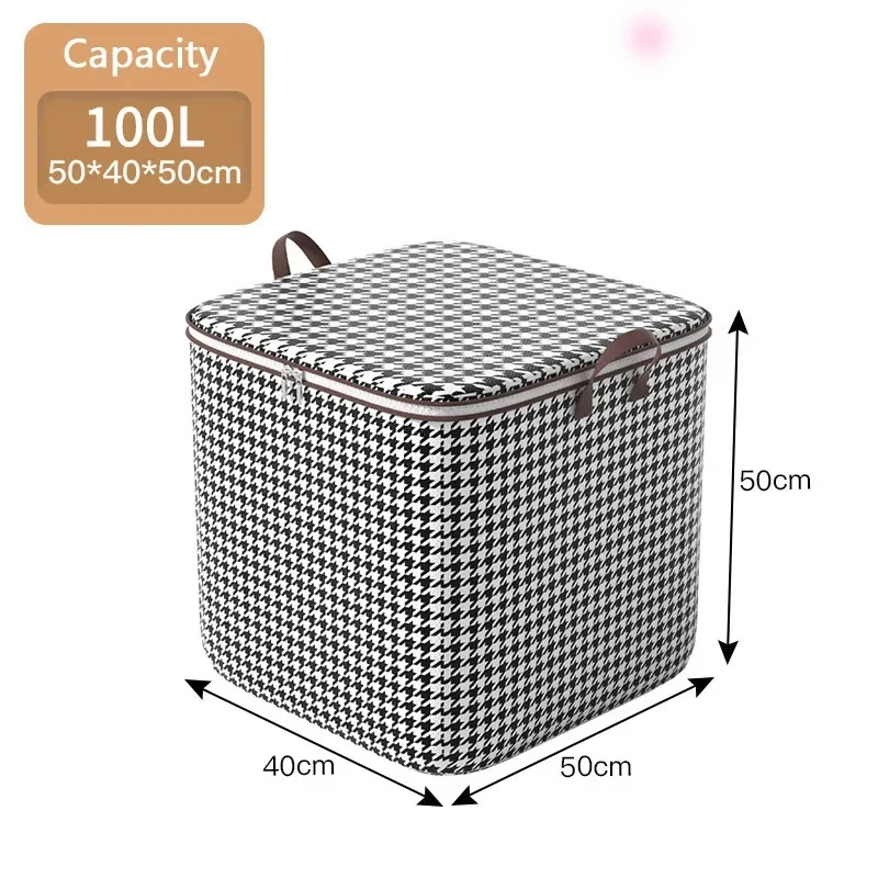 Folding Clothes Storage Bag Visible Portable Wardrobe Sorting Clothes Storage Box with Reinforced Handle for Bedding Quilt