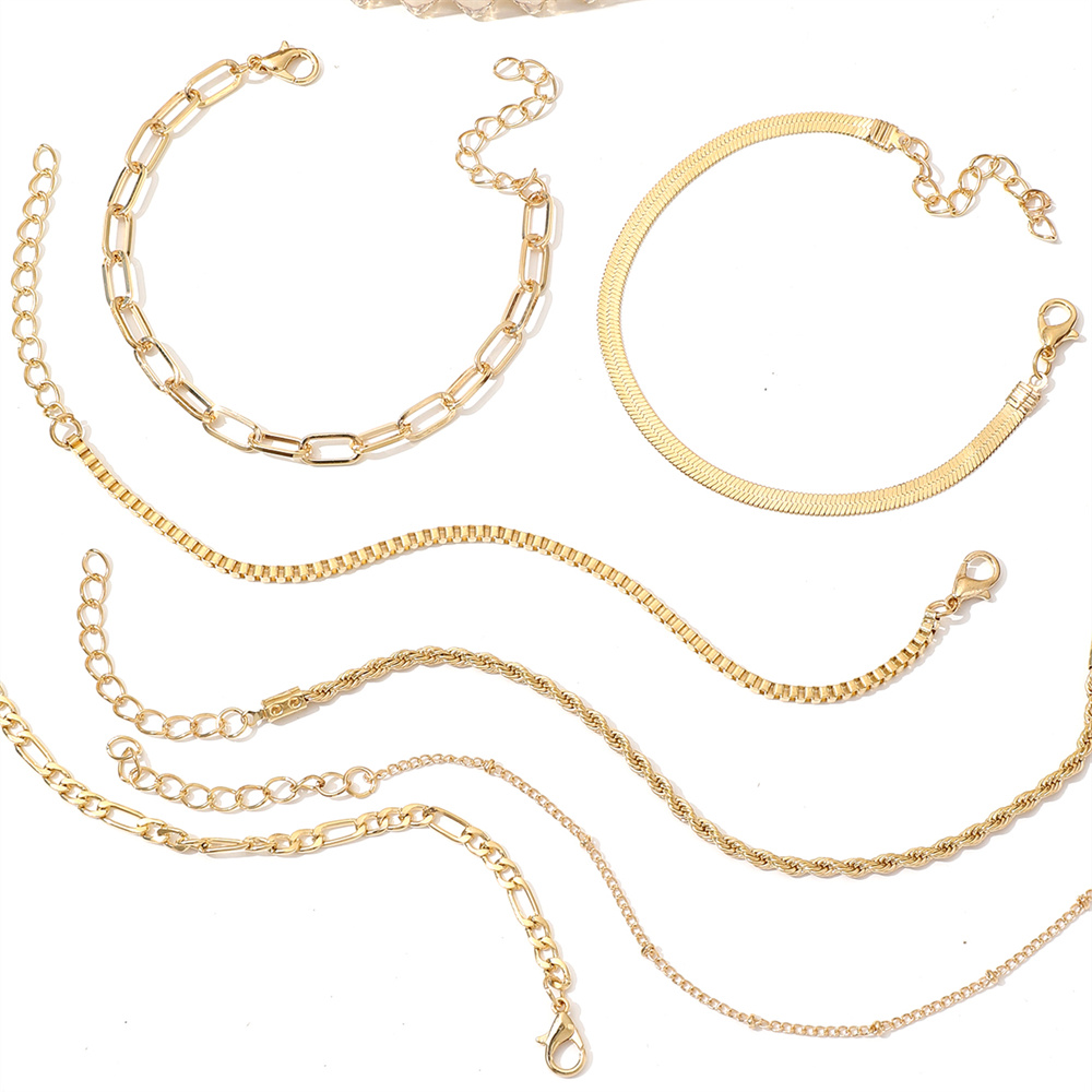 Bijoux bohème Style Punk, ton froid en métal multicouche, chaîne serpent torsadée creuse, Bracelet Simple pour femmes, 6 pièces/ensemble