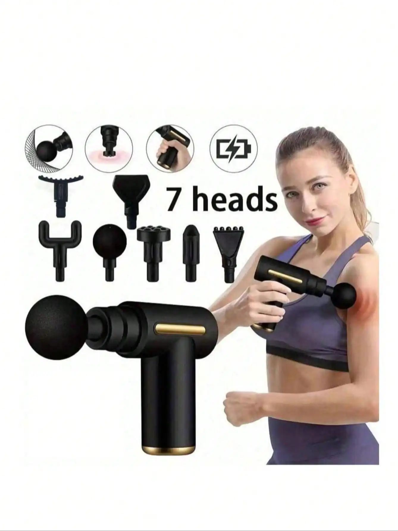 2026Portable Muscle Massage Gun For Body Massage, With Led Touch Screen, Speed Adjustment,, And 4 Replaceable，Rechargeable