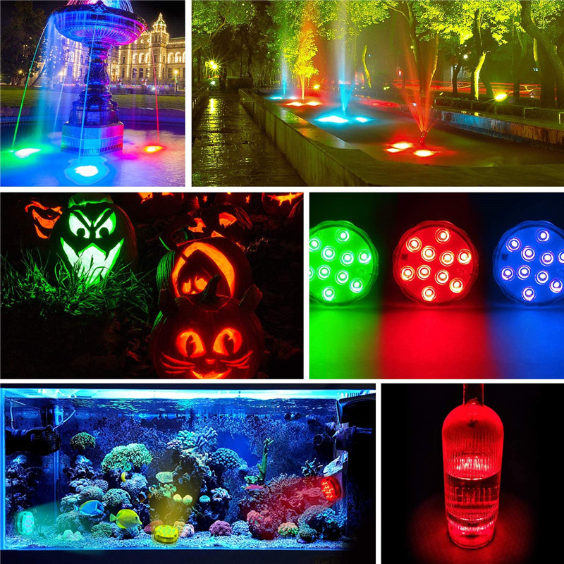 Luz Led sumergible para jardín, lámpara nocturna subacuática RGB de 10leds, funciona con pilas, luz de piscina para boda, fiesta, jarrón, cuenco