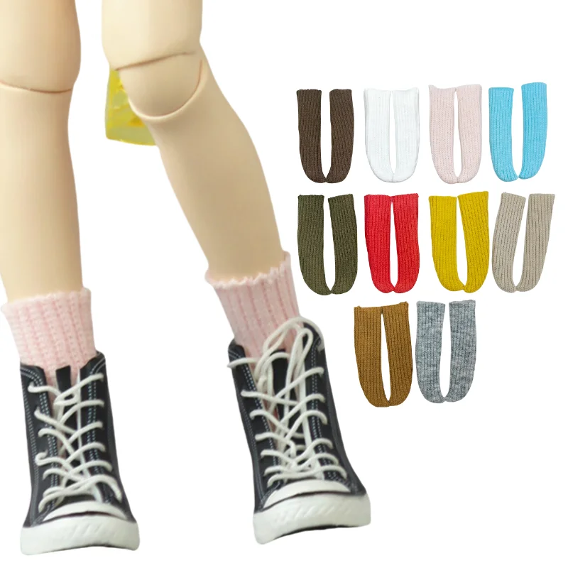 Calcetines para muñeca Blythe, calcetines negros, blancos y rosas de color caramelo para muñeca Ob24 Ob22 Azone, medias largas