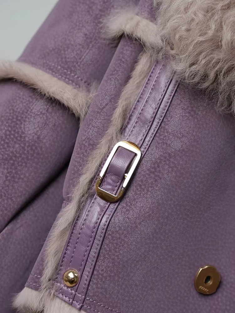 2024 Sprng e Aumn Sort Fur Sheskin Jcket feminino, tecido de camurça bronzeada, 100% Ntural Rbbit ur Liing, luxuoso e F