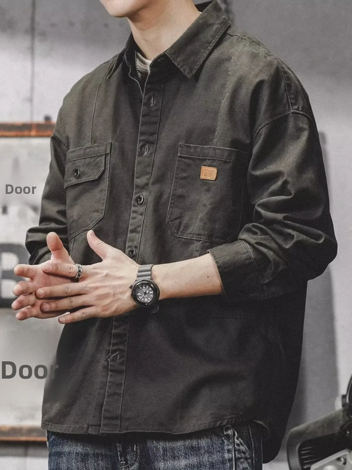Men's Workwear irt Loose Fit Long Sve Casual Wear Resistant for Office And Outdoor Spring Autumn New Sle Japanese Trend
