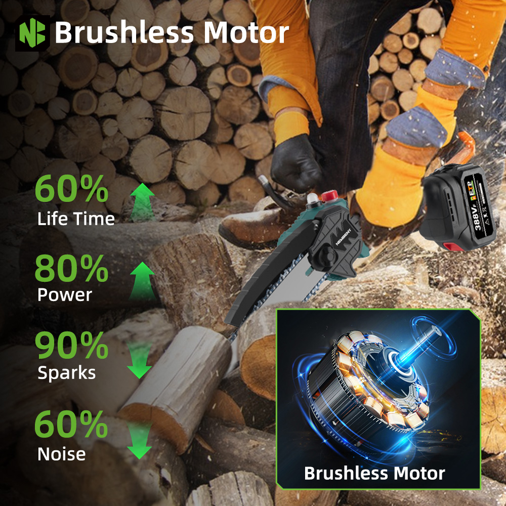 NEWBENY 1500 Вт 8-дюймовая бесщеточная аккумуляторная электрическая цепная пила перезаряжаемые деревообрабатывающие садовые электроинструменты для батарейного штифта Makita