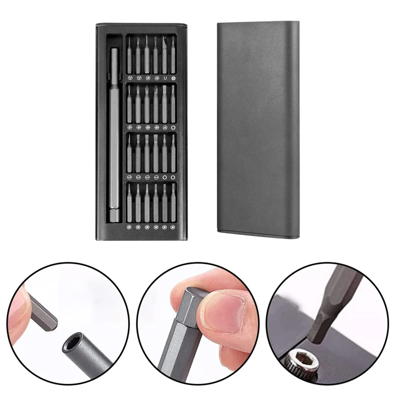 Magnetic Screwdriver Set 25 in 1 Screw Driver Se Hexagonal Torx Bits Hand Tool Repairing Kits for iPhone PC Watch Camera Glasses
