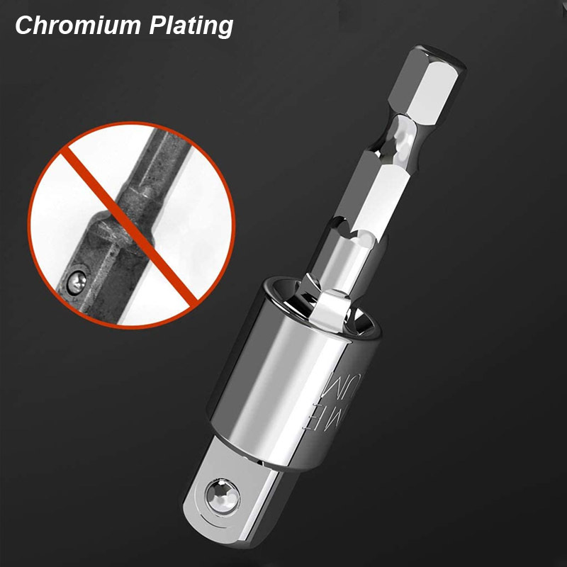 Impact Driver ซ็อกเก็ตอะแดปเตอร์หมุนได้ 360 องศา 1/4 3/8 1/2 ประแจเจาะ Hex สแควร์ชาย Converter Nut ไขควงไฟฟ้า