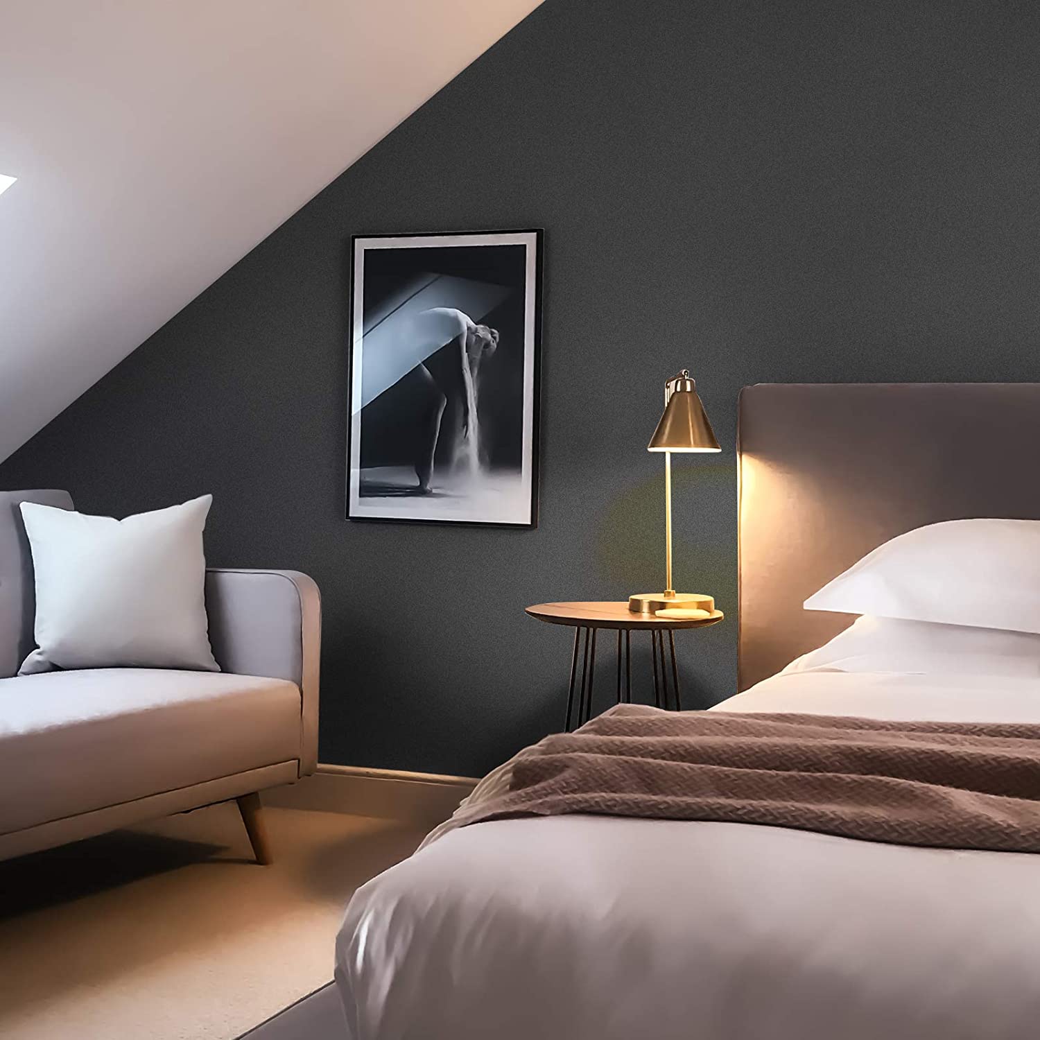 Matte Dark สีเทากระดาษ Peel และ Stick Decor วอลล์เปเปอร์สําหรับชั้นวางของตู้ไวนิล Self กาวสติ๊กเกอร์ติดผนังกันน้ํา