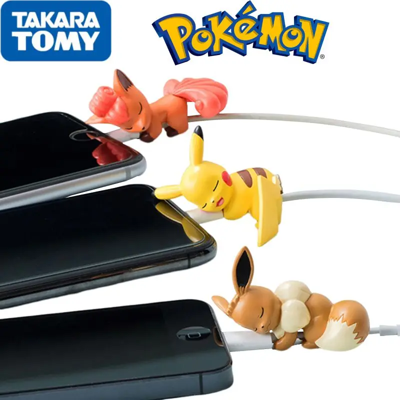 Pokemon Pikachu Cavo dati Custodia protettiva Cartoni animati di moda Figura Fibbia Cavo di ricarica USB Copertura protettiva per morso di filo Giocattoli