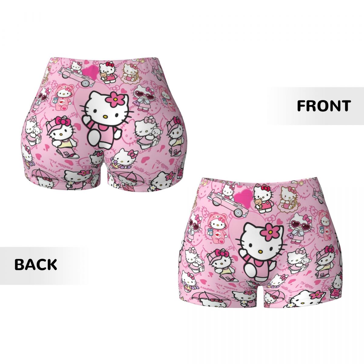 Pantalones cortos de entrenamiento de motociclista de voleibol de dibujos animados de Hello Kitty Cat personalizados para mujeres pantalones cortos atléticos de Yoga para gimnasio