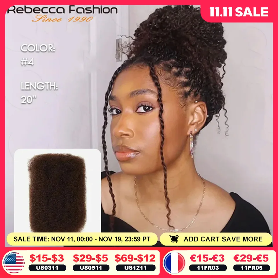 Brasileiro afro kinky em massa cabelo humano para trança pacote de cabelo remy qvr remy cabelo em massa sem fixação peruano afro kinky em massa