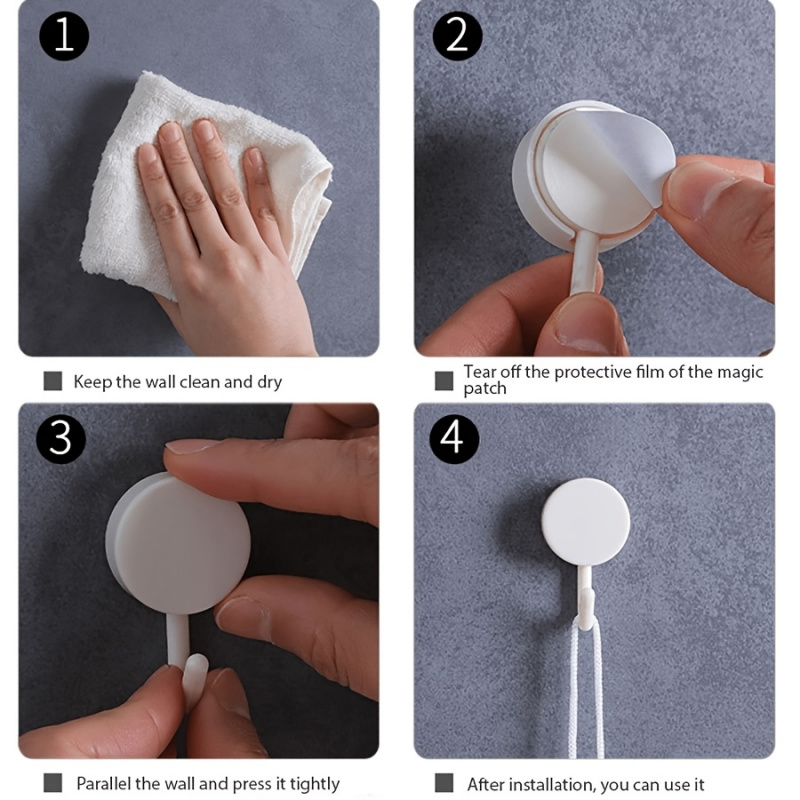 5/10PCS Self Adhesive Wall Hook Strong โดยไม่ต้องเจาะ Coat กระเป๋าห้องน้ําห้องครัวผ้าเช็ดตัวแขวน Hooks Home Storage อุปกรณ์เสริม