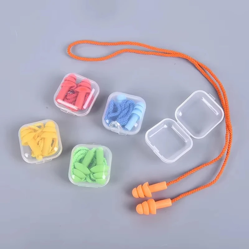 Tappi per le orecchie in silicone da 1 pezzo Tappi per le orecchie per il sonno Riduzione del rumore Tappi per le orecchie da nuoto con corda per immersioni subacquee Tappi per le orecchie