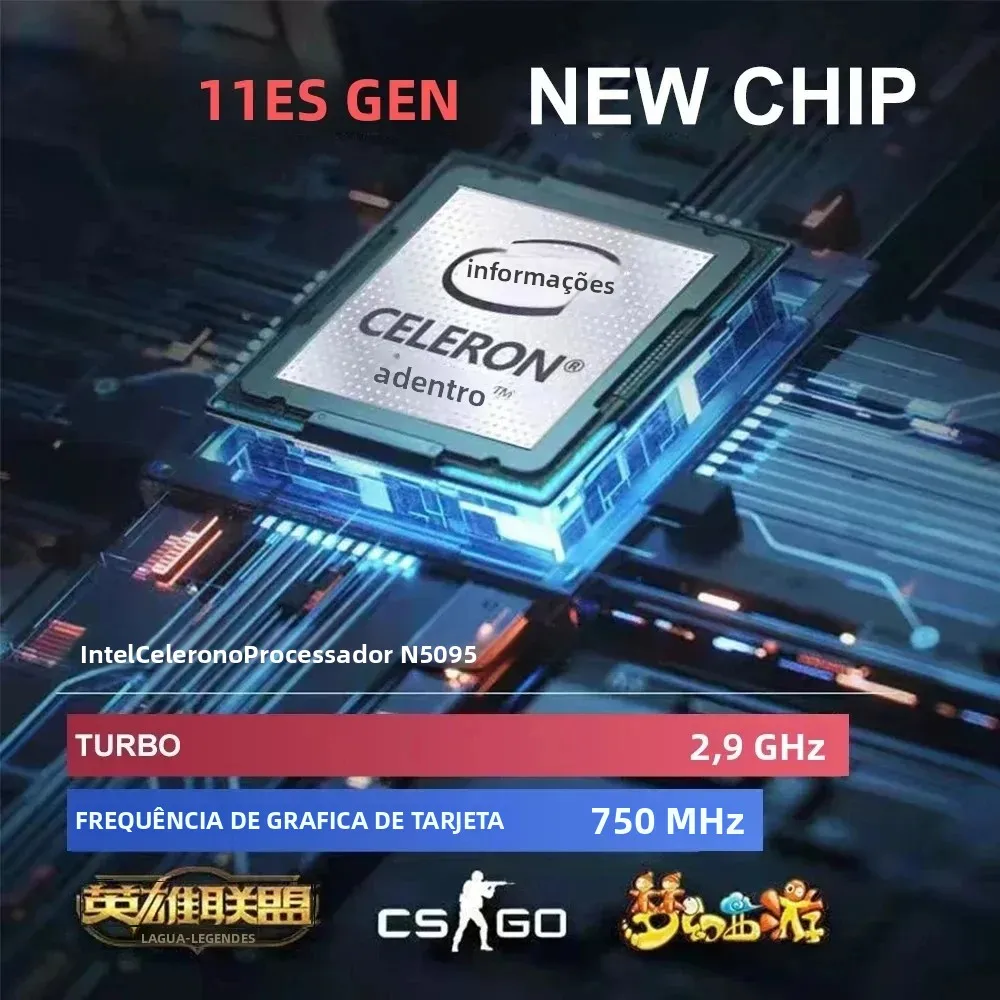 2025 Laptop rosa Windows 11 Office Education Gaming Notebook 15,6 “11a geração Intel Celeron N5095 16G RAM 1T Dual WiFi lado estreito