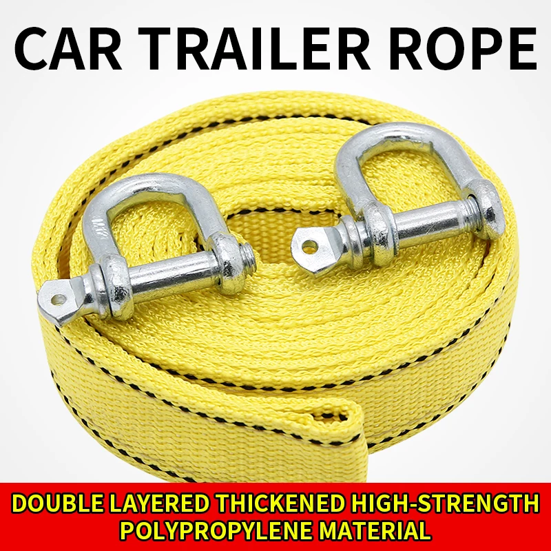 Cuerda para remolque de coche, cuerda de tracción todoterreno, remolque de 5 toneladas, 4M, 5M con cuerda de tracción de rescate, cuerda de alambre de acero engrosada especial