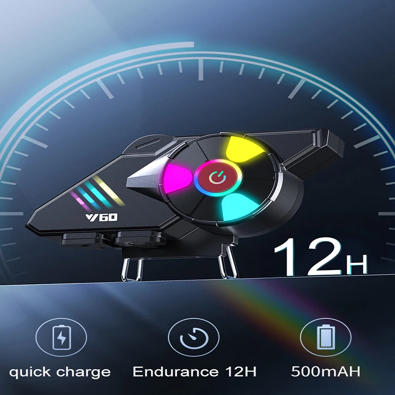Y60オートバイヘルメットBluetoothヘッドセットワイヤレス防水ハンズフリーコール音楽v5.3イヤホンライダーモトカラーライトヘッドフォン