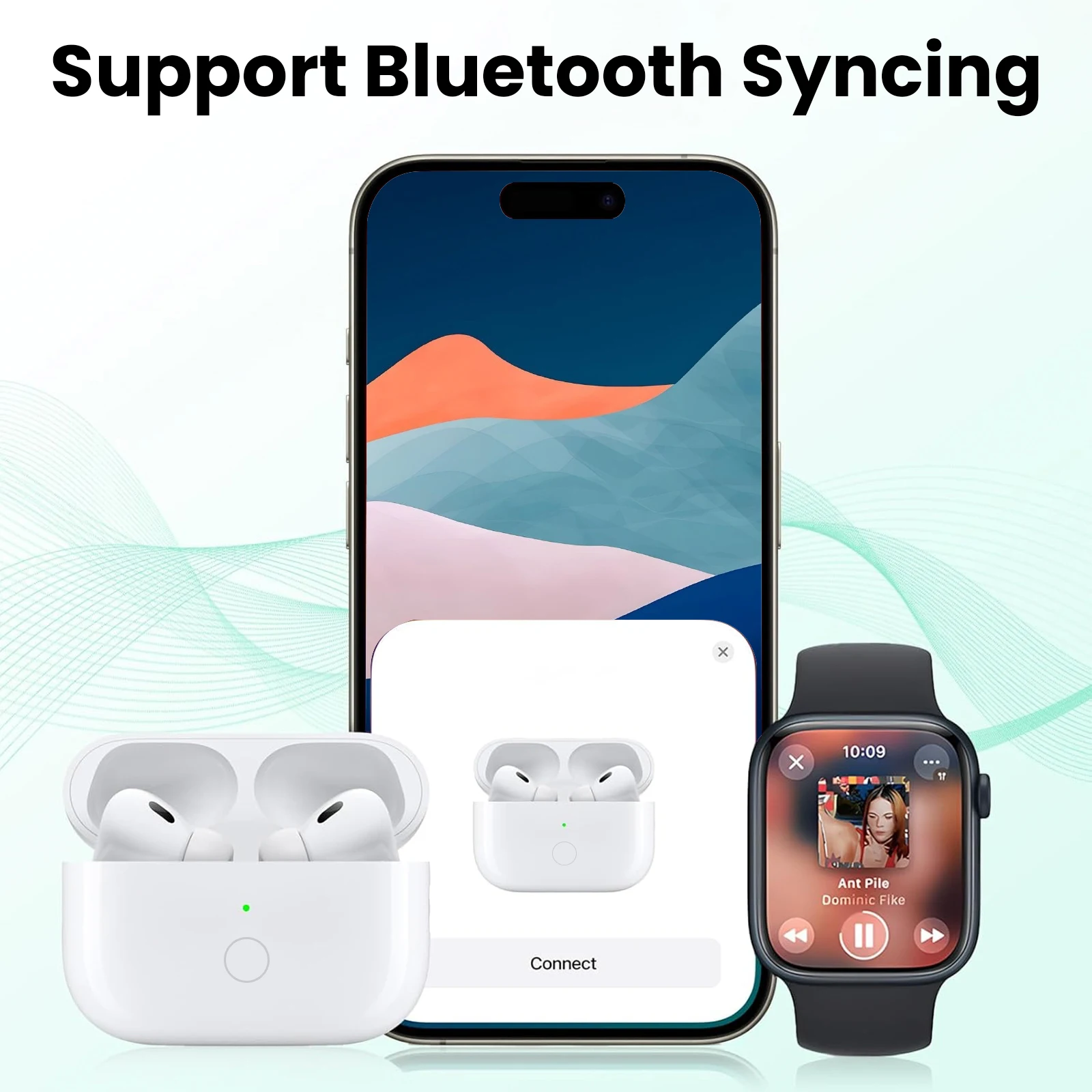 Wireless Charging Case For AirPods Pro 1st & 2nd - 450mAh Charger Box W/ Bluetooth Sync Button ,For IOS/​Type-C Port, No Earbuds