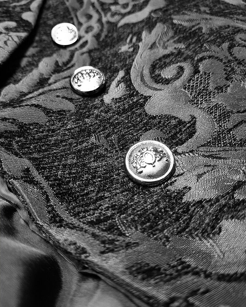 Devil Fashion - Chaqueta gótica steampunk para hombre, color negro, brocado, damasco, boda
