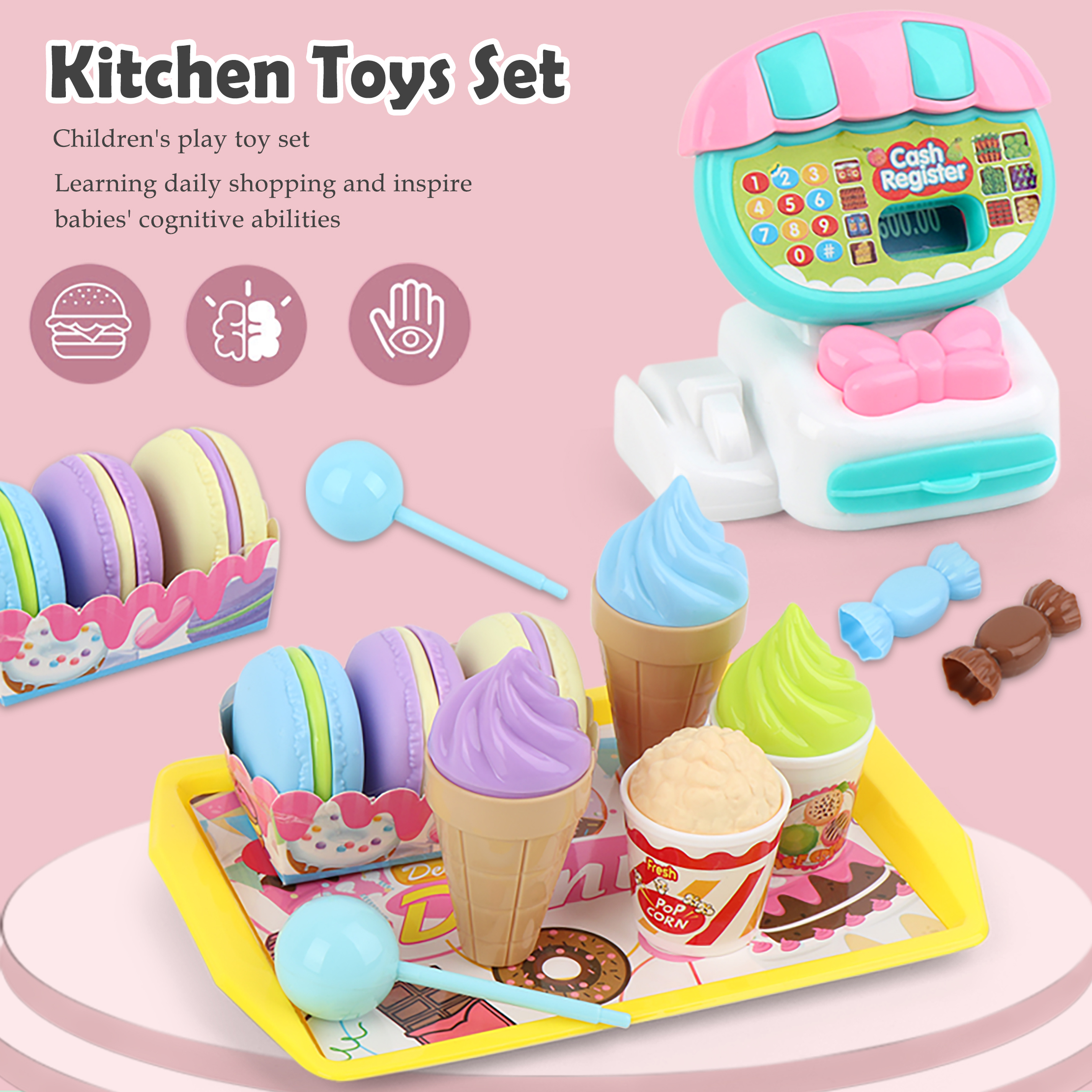 子供のためのキャッシュ登録玩具,アイスクリームを再生するためのリアルな野菜計算機,電子計算機,3年間の古い
