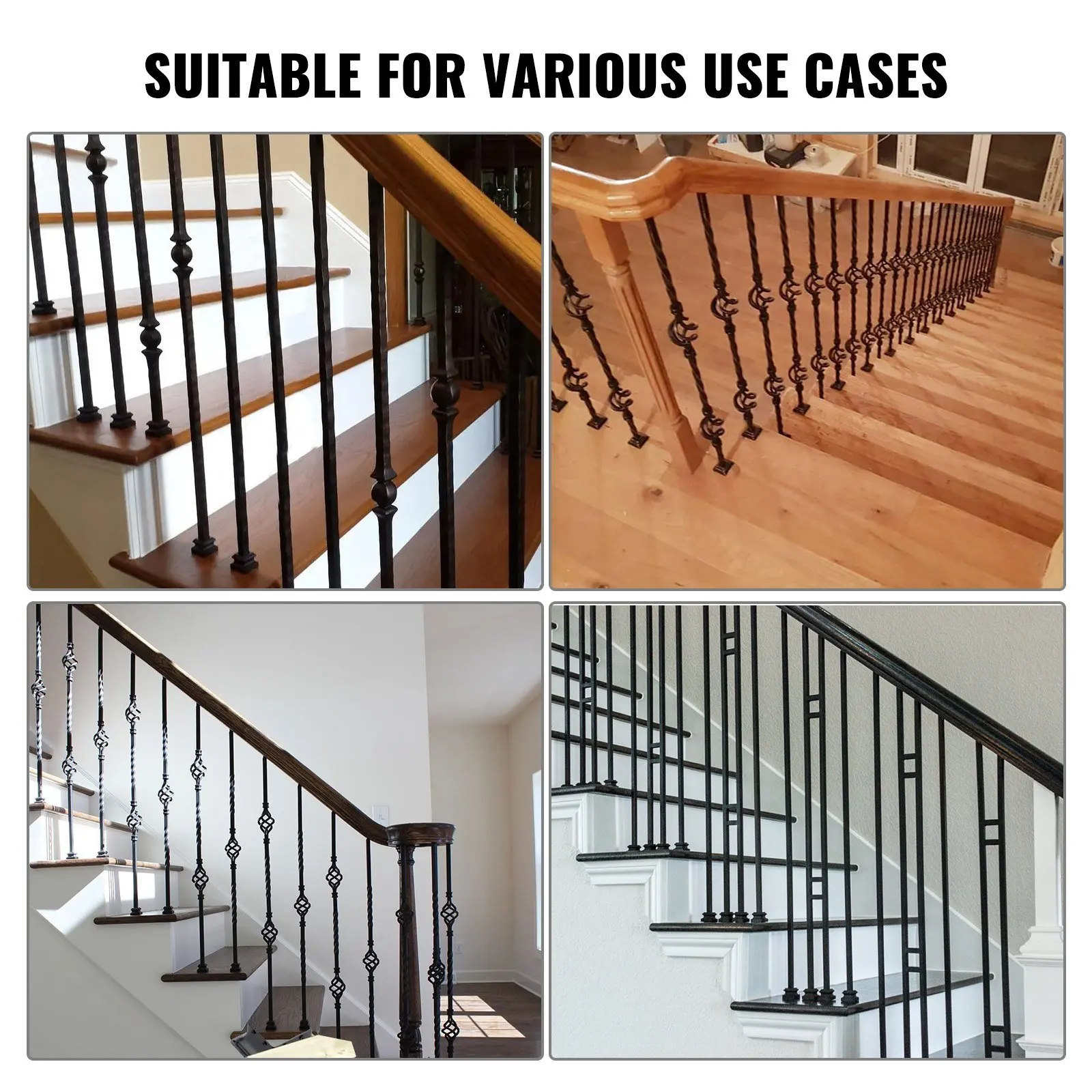 Aluminum Alloy Baluster Shoes Stair Flat Shoe with Screw Holes for 1/2 Inch Square Scroll Basket Twist Knuckle Staircase B