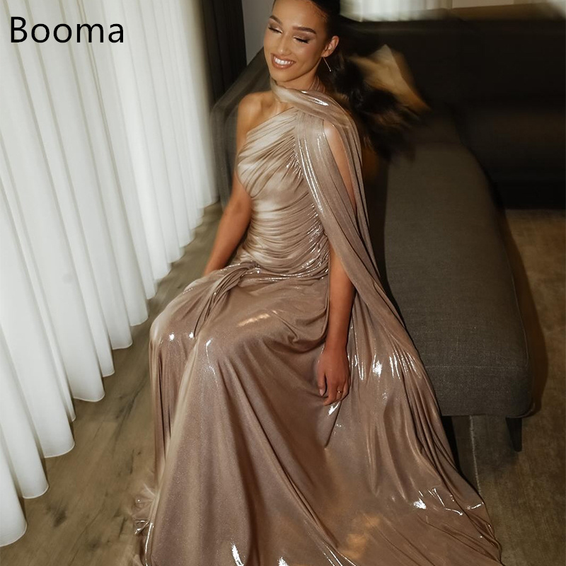 Booma One-Shoulder-Meerjungfrau-Abendkleider, formelle Partykleider für Frauen, langes, ärmelloses, glänzendes Abendkleid mit Falten, individuell anpassbar