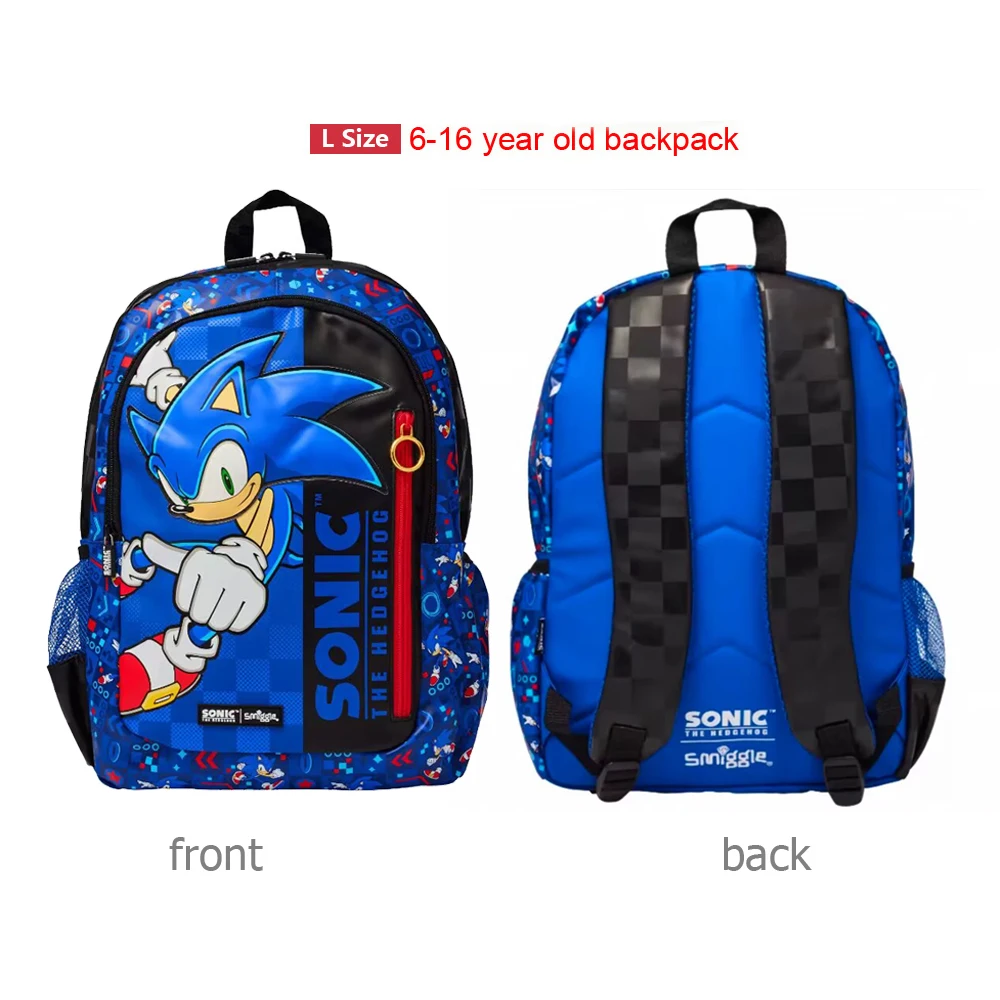 MINISO Smiggle 子供研究バックパックブルー漫画スクールバッグランチバッグアニメ学生ギフト子供のバッグ 7-16 年 16 インチ
