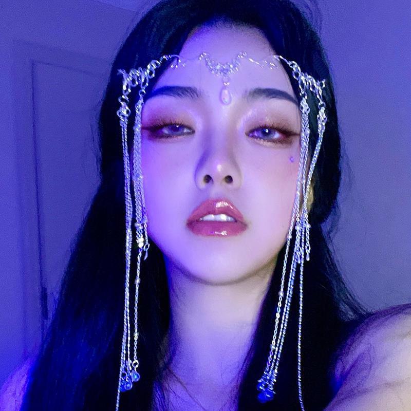 Handmade หวานงานแต่งงาน Headpiece คริสตัลเจ้าสาว Head Chain Tiara เครื่องประดับผมสําหรับผู้หญิง Rhinestone หน้าผาก Headband อุปกรณ์เสริม