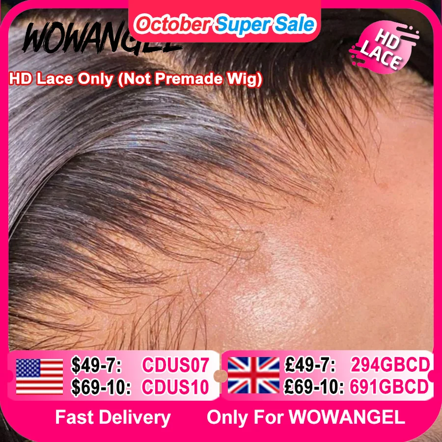 Wow anjo hd renda 5x5 6x6 13x4 13x6 hd renda frontal apenas pele derretida cabelo reto pré arrancado invisível hd fechamento de renda apenas