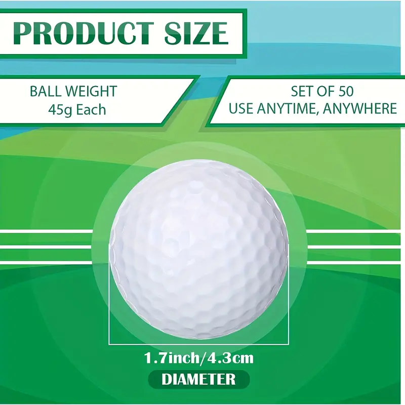Pelota de práctica de tres capas Golf Sarin, resistente al desgaste y duradera, súper distancia, 50 bolsas, se puede utilizar para exteriores e interiores