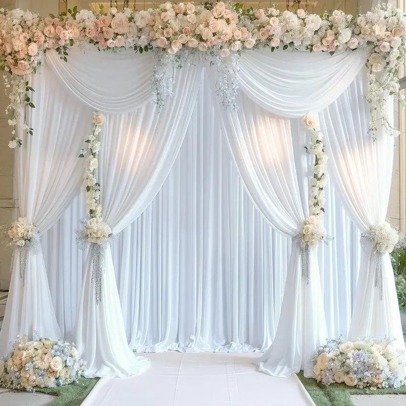 20ft x 15ft White Wrinkle Free Backdrop Curtains for Wedding Party Backdrops Curtain Drapes Fabric Decorations Photo Back