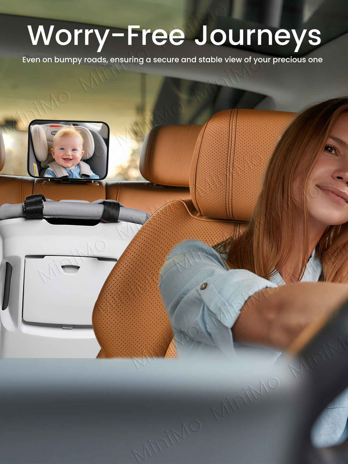2 peças de espelhos de carro para bebês, resistentes a estilhaços, grande angular, visão clara do assento traseiro, montagem universal para encosto de cabeça