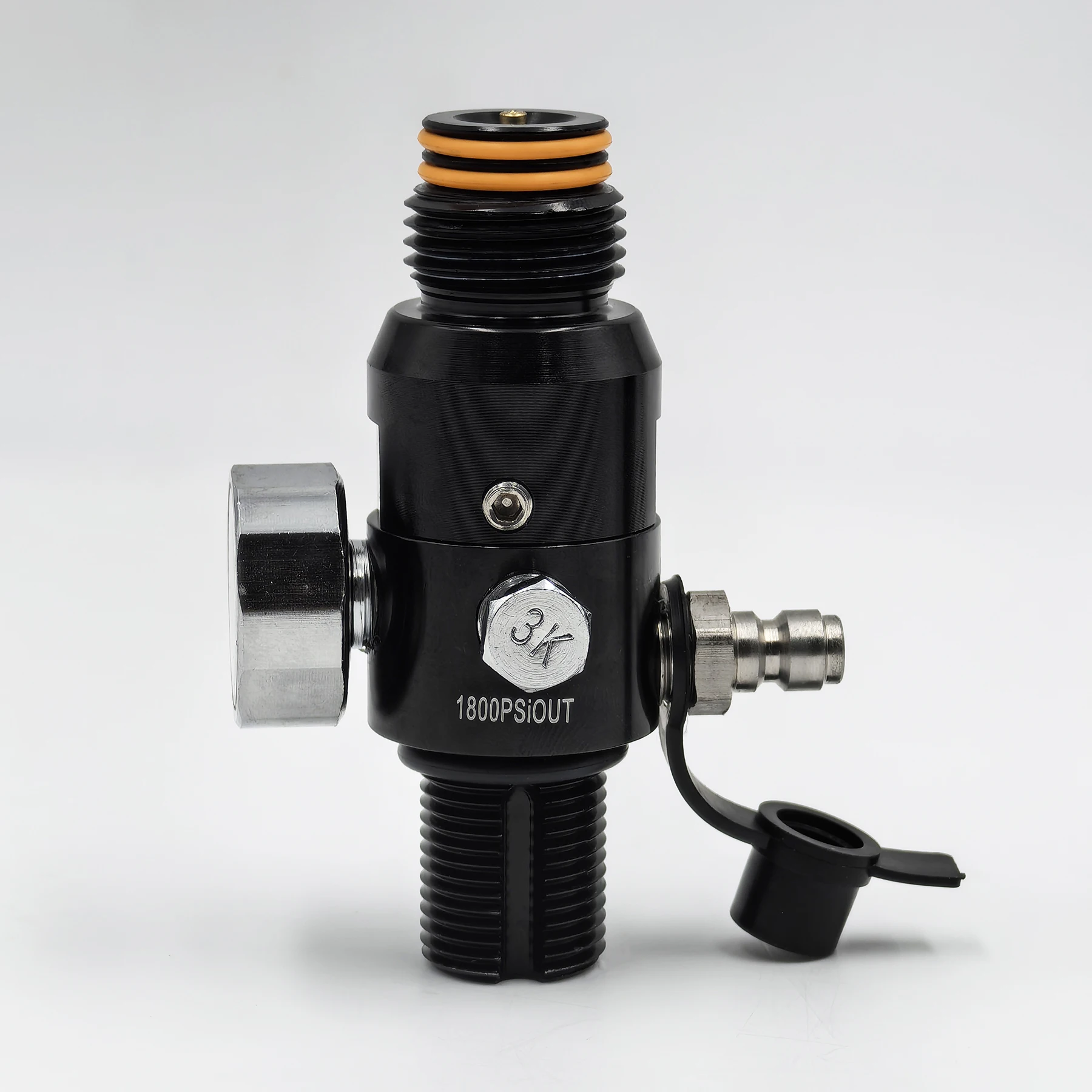 HPA Regulator Valve of Compressed Air CO2 Oxygen Nitrogen Cylinder Tank Bottle 4500psi Input, Output 800psi to 3000psi