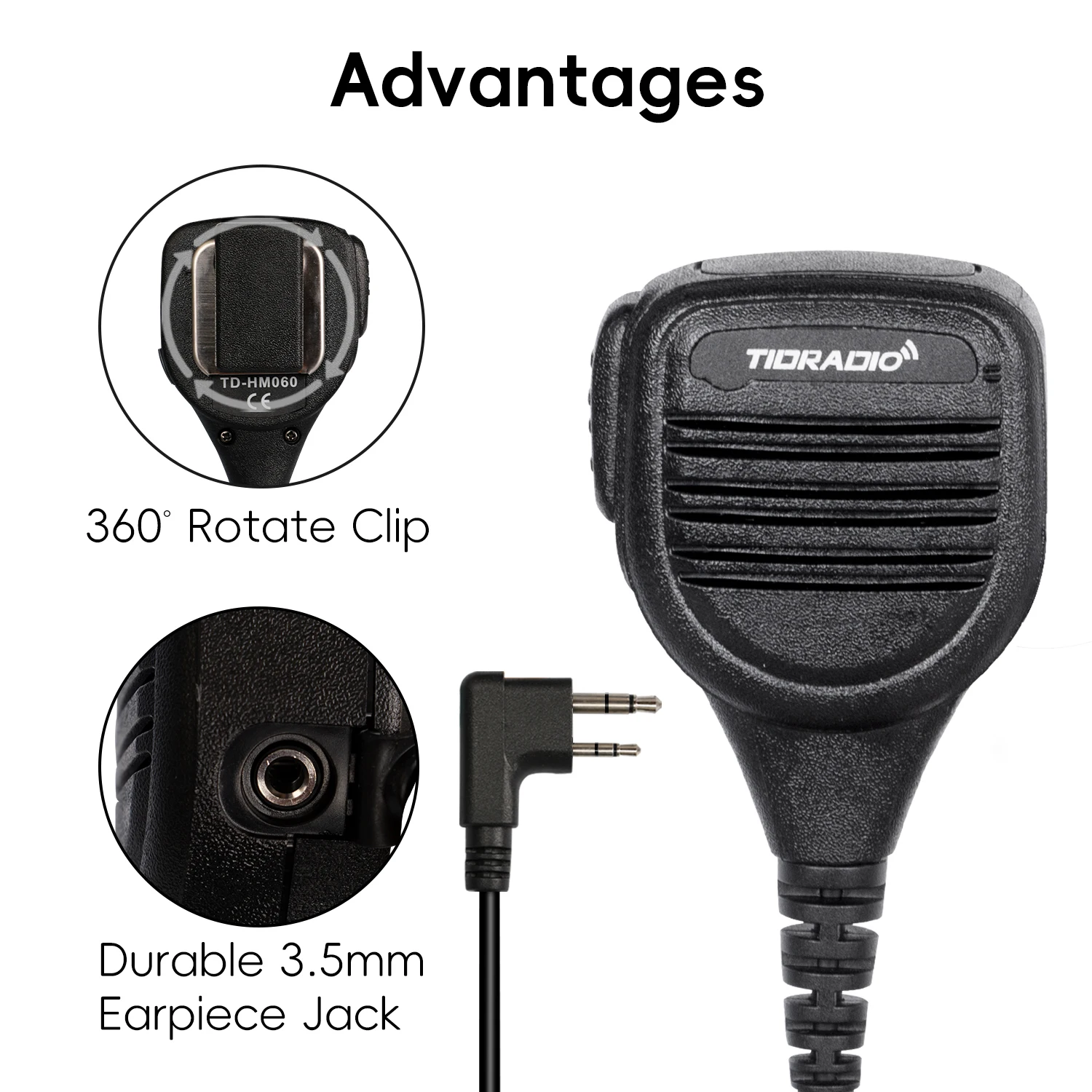 Аксессуары для рации TIDRADIO Ручной микрофон MIC для BAOFENG UV-5R BF-F8HP 5RM UV-21R UV-5G Plus TIDRADIO TD-H3 TD-H8