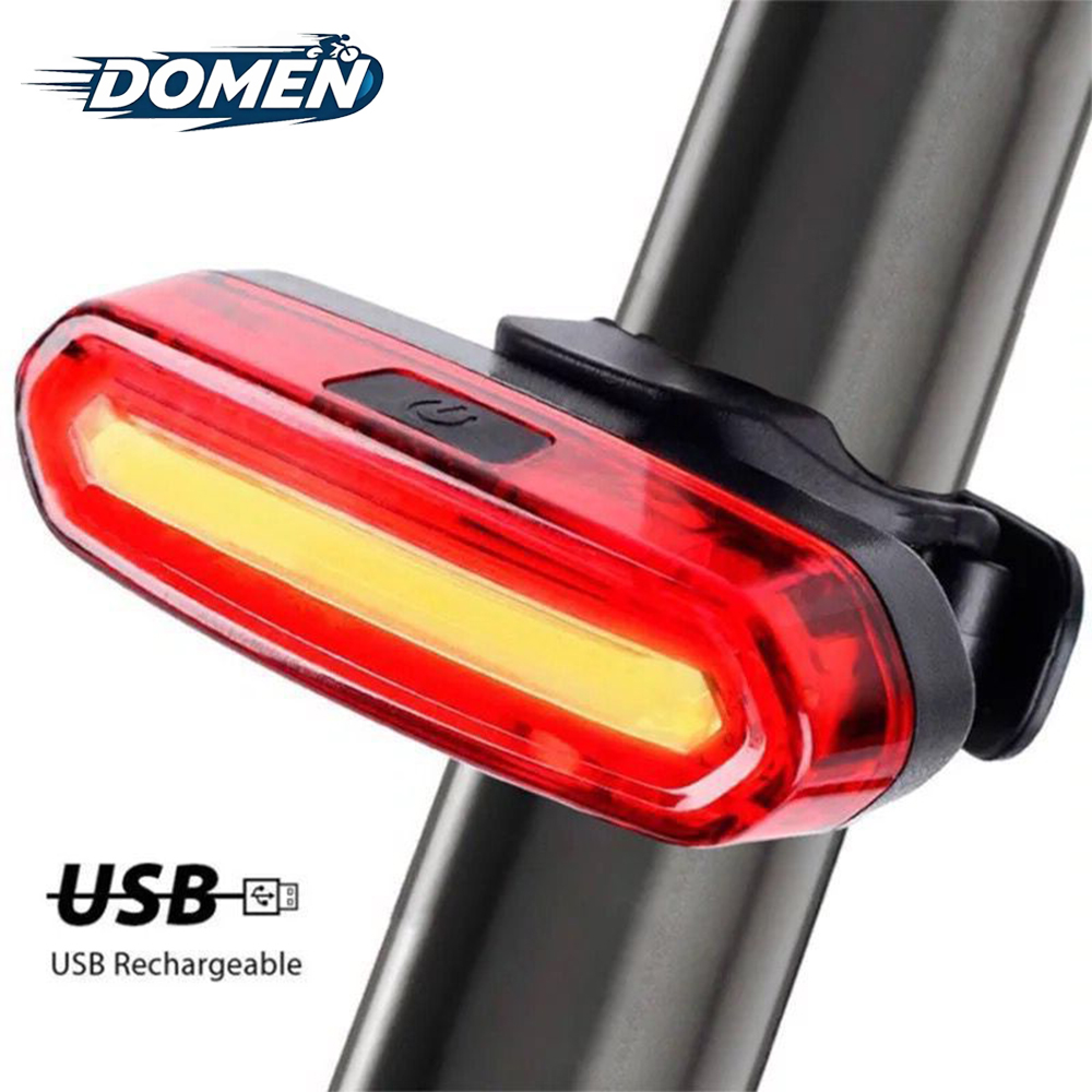 DOMEN-luz trasera para bicicleta de montaña, luz LED recargable por USB, luz de advertencia para ciclismo, accesorios para bicicleta