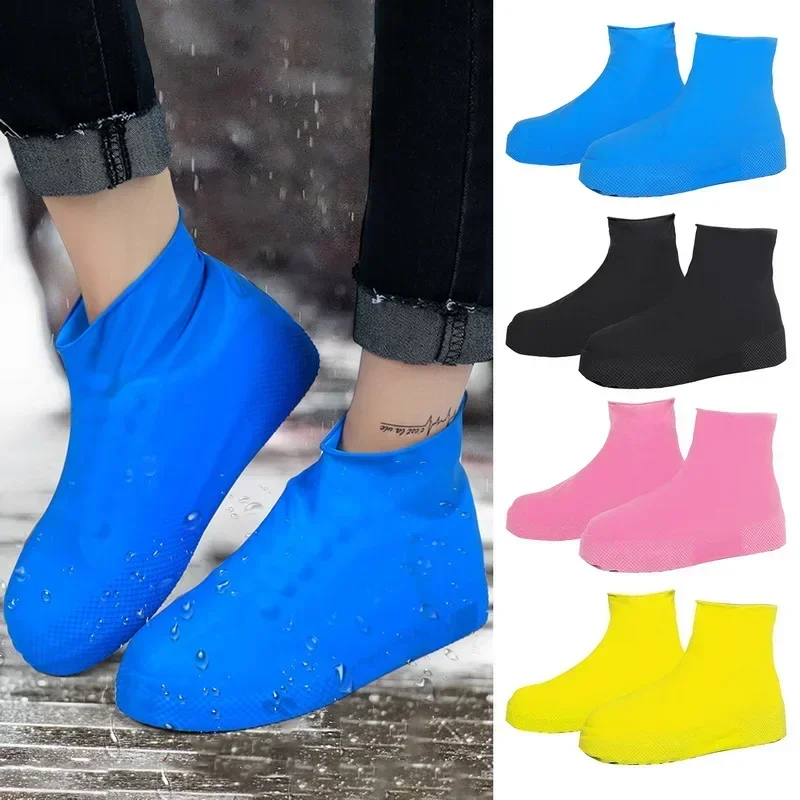 Cubiertas impermeables para zapatos, Botas de lluvia antideslizantes de silicona, Protector de zapatillas Unisex para exteriores, día lluvioso, cubierta reutilizable para zapatos contra la lluvia
