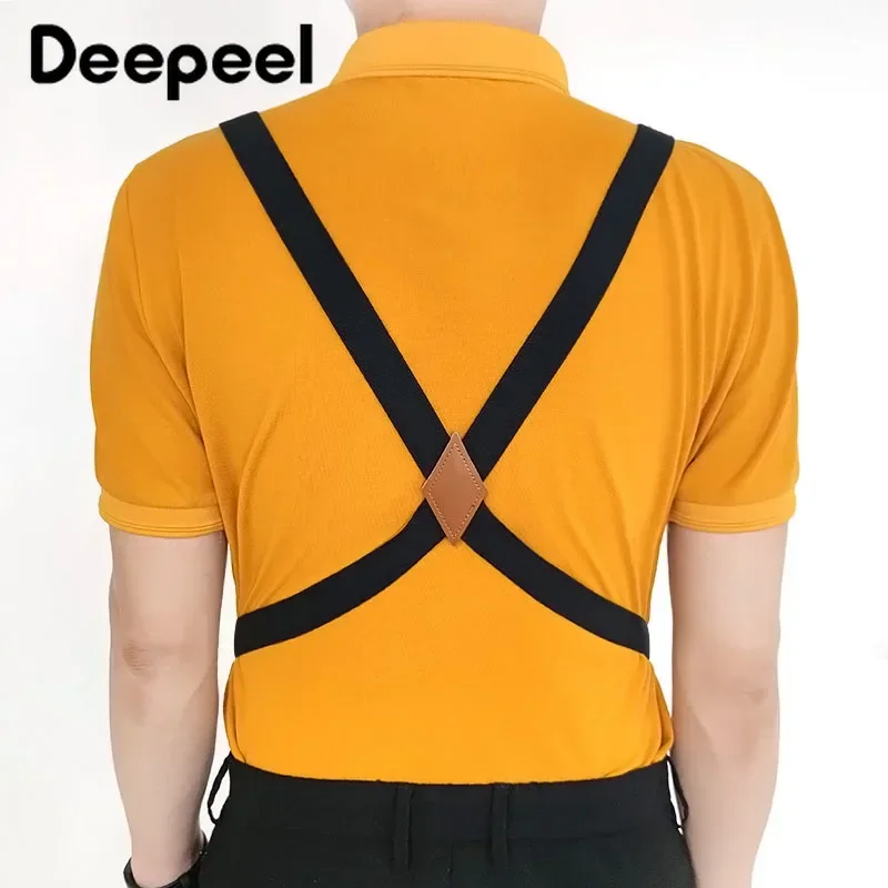 Deepeel-suspender elástico ancho para hombre, 2,5x125cm, ajustable, 2 Clips, tirantes tipo X, suspensorio decorativo, 1 ud.