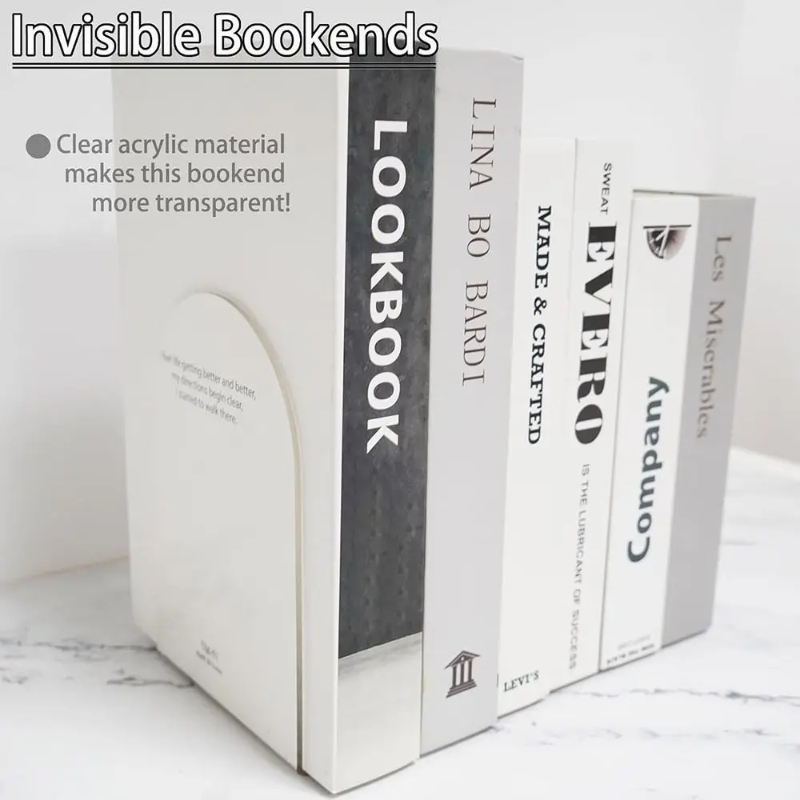 Acryl-Buchstützen, rutschfeste Buchstützen, transparente Buchstützen für Schulbibliothek und Desktop-Organizer, Acryl-Buchstützen für Bücherregale