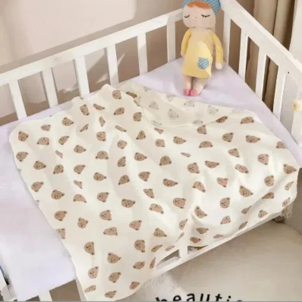 Soft Foldable Swaddle Blanket for Newborns - Light Beige-Friendly Cotton, Perfect for Bath Time & Cuddling, Wrinkly Texture