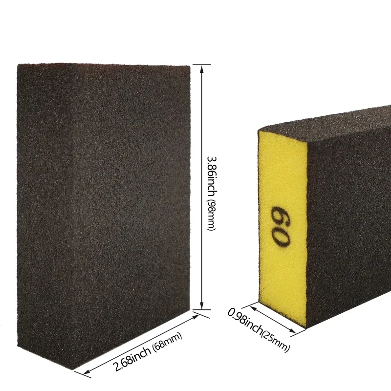 Conjunto de 6 peças de esponja de lixa 60 80 120 180 240 320 grão para polimento de metal de drywall de madeira