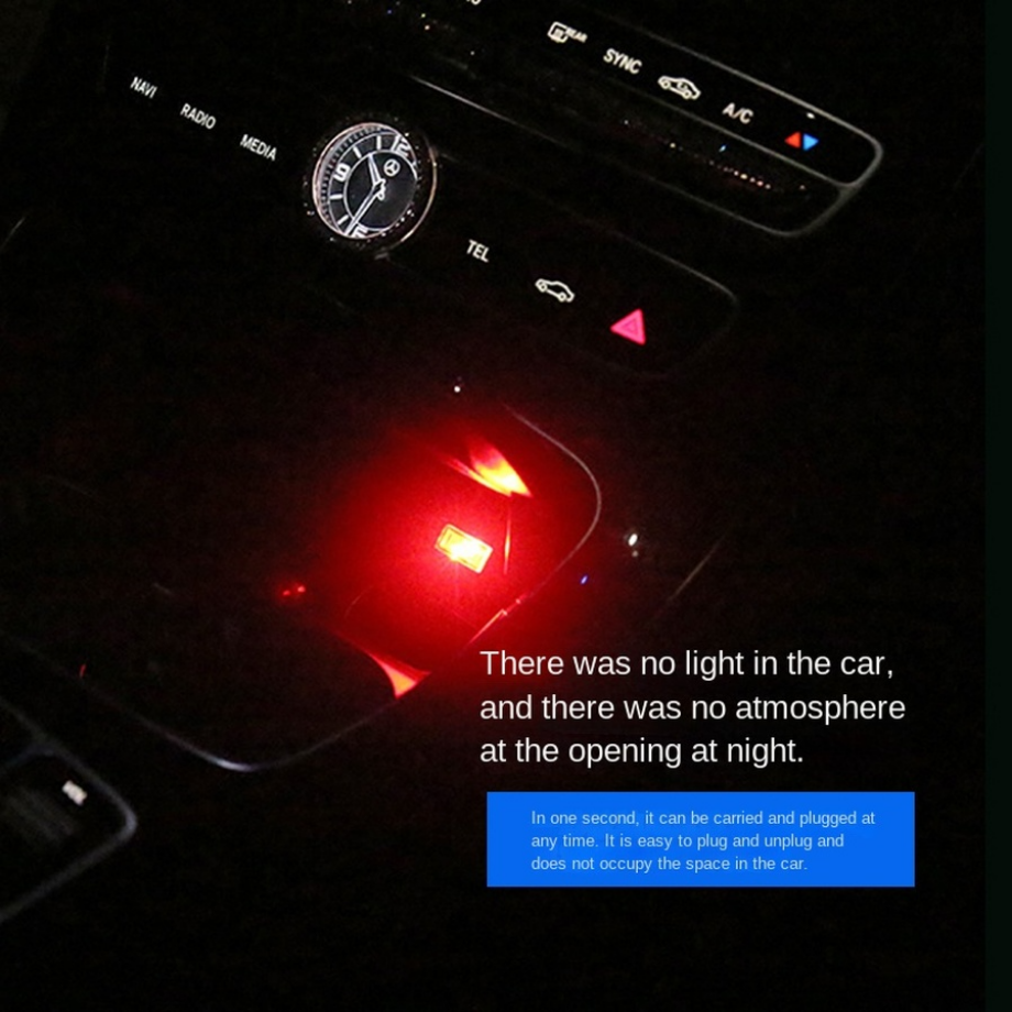 Luci d'atmosfera a LED Mini USB per auto Lampada decorativa al neon per interni auto Illuminazione di emergenza PC universale Plug and Play portatile
