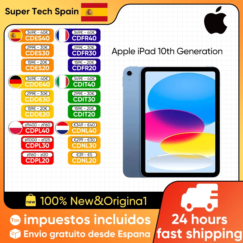 Apple iPad 10. Generacji A14 Bionic Chip 10.9 ''wyświetlacz ciekłej siatkówki 64GB Wi-Fi 6 12MP identyfikator dotykowy z pojedynczą kamerą 2022