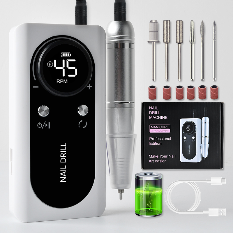 Profissional kit de broca elétrica do prego portátil máquina broca do prego recarregável baixo ruído lixadeira arquivo para manicure ferramenta salão beleza