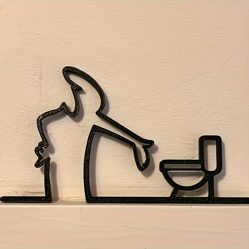 2D plano, de alta calidad, de metal plano 2D con agujeros, marco negro, decoración moderna para el hogar para el baño, arte de pared fácil de instalar