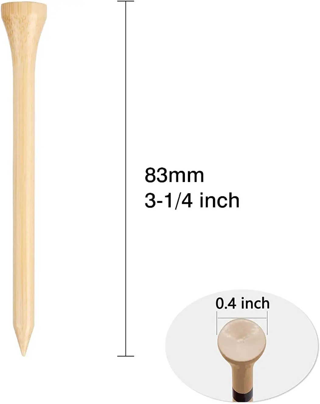 Tees da golf Tees in bambù durevoli 50 pezzi/100 pezzi 100 pezzi 3-1/4 "Materiale biodegradabile amichevole Riduce l'attrito Lato Spin Più stabile