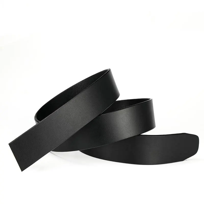100% cinturón de cuero genuino de vaca auténtica sin hebilla para hebilla automática cuerpo de cinturón Vintage 3,50 cm de ancho piel de vaca negra y marrón